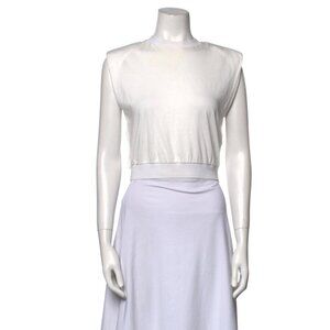 Alice and Olivia Cropped White Tank Top with Shoulder Pads Size XS
